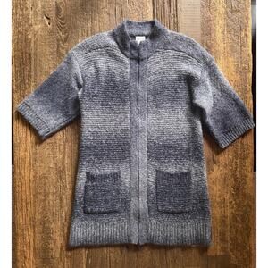 Chico’s Wool Blend 1/2 Sleeve Zip-Up Long Cardigan Size M